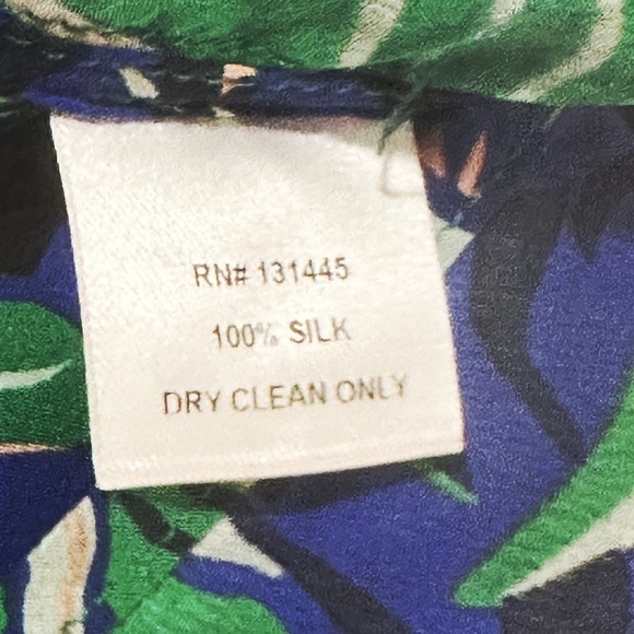 Whit Floral Silk Short Sleeve Hi Lo Blouse Top - Picture 5 of 7